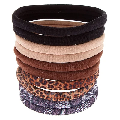 Animal Print Rolled Hair Ties - 10 Pack