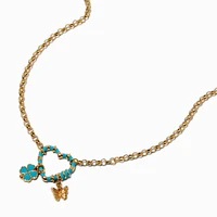 Heart Carabiner Cluster Charm Pendant Necklace