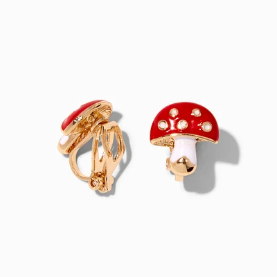 Red Mushroom Clip-On Stud Earrings