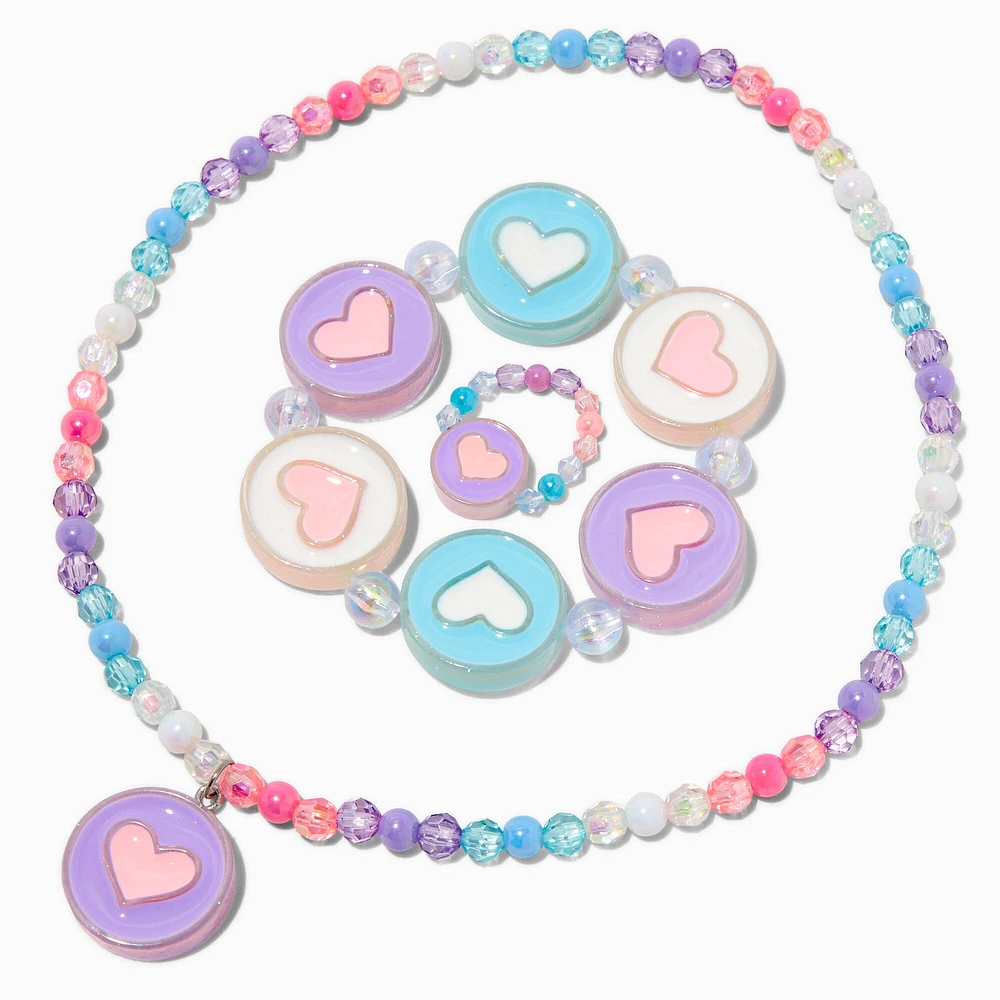 Claire's Club Heart Disc Beaded Jewelry Set - 3 Pack