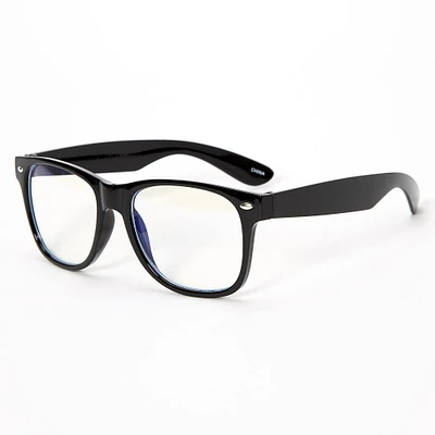 Solar Blue Light Reducing Retro Clear Lens Frames - Black