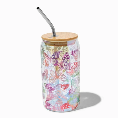 Butterfly Print Mason Jar Tumbler