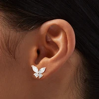 Rose Gold-tone Cubic Zirconia Butterfly Stud Earrings