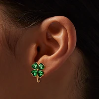 St. Patrick's Day Rhinestone Shamrock Stud Earrings