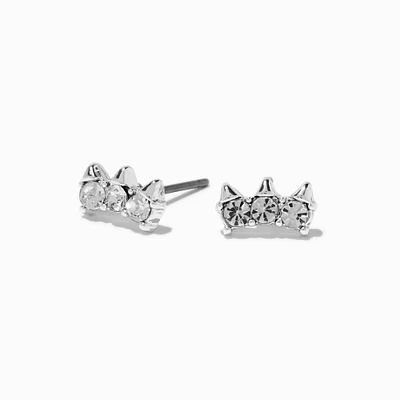 Silver-tone Crystal Spike Stud Earrings