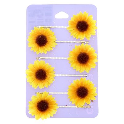 Sunflower Bobby Pins - Yellow, 6 Pack