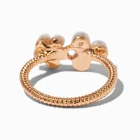 Gold-tone Pearl Flower Ring