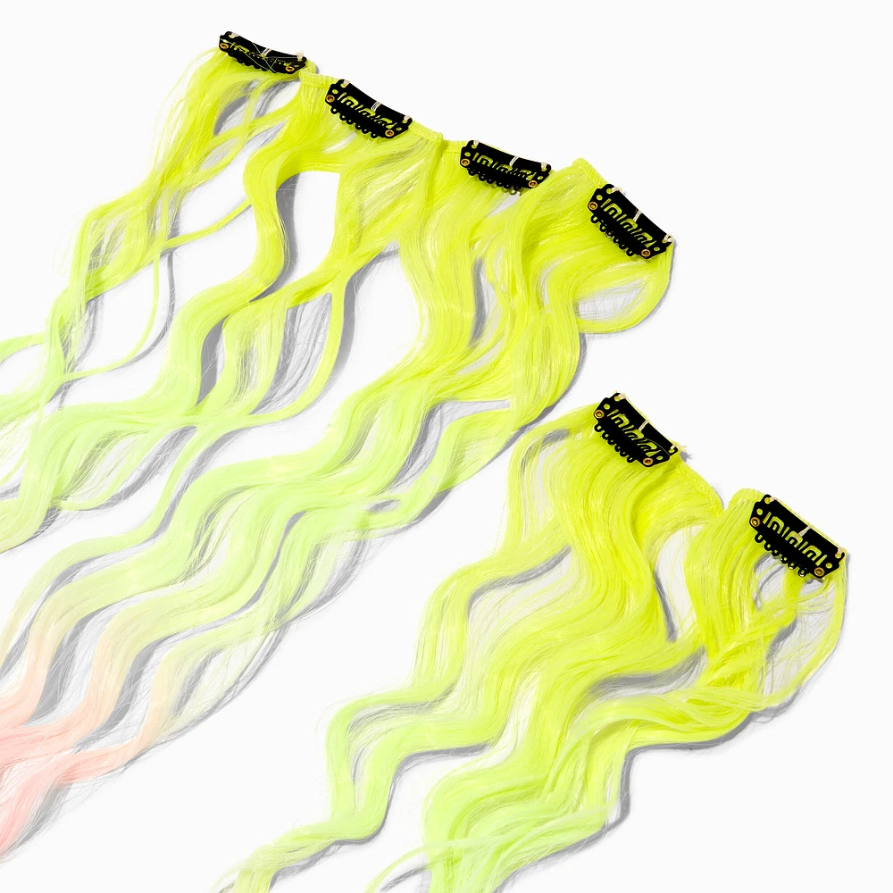 Pastel Rainbow Curly Faux Hair Clip In Extensions - 4 Pack