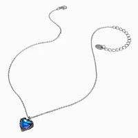 Blue Melting Heart Silver-tone Pendant Necklace