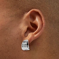 Silver-tone Illusion Bean Stud Earrings