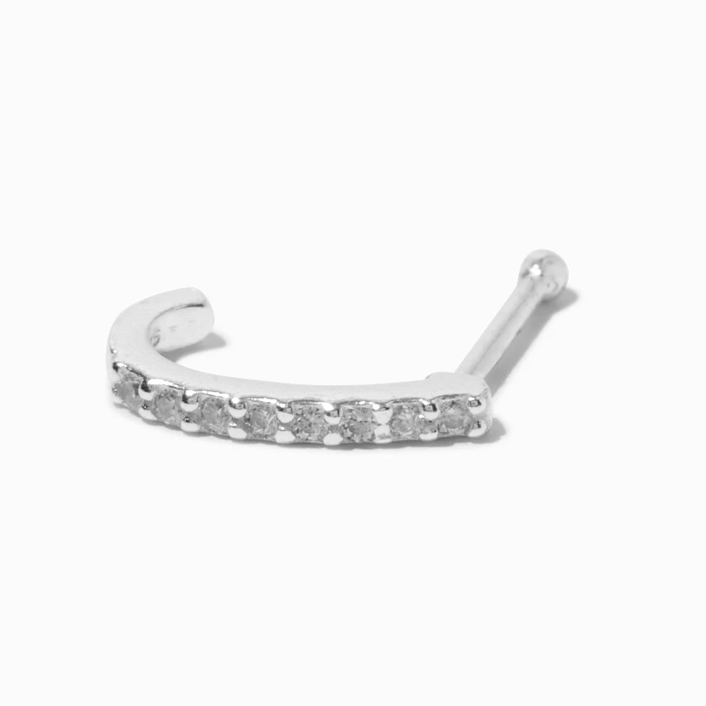 Sterling Silver Cubic Zirconia Pavé 22G Nose Hoop