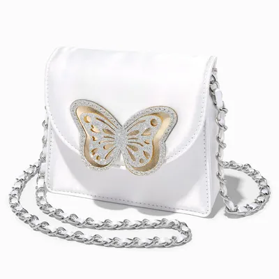 Claire's Club White Butterfly Crossbody Bag