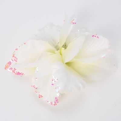 White & Pink Glitter Flower Hair Clip