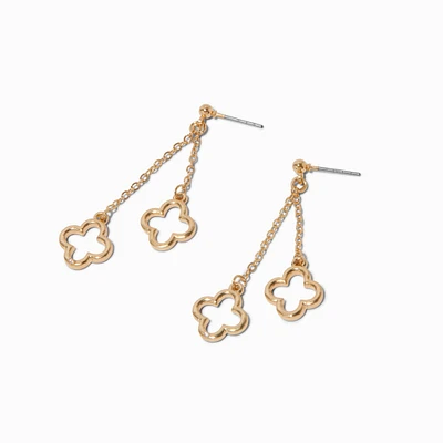 Gold-tone Double Clover Drop Earrings