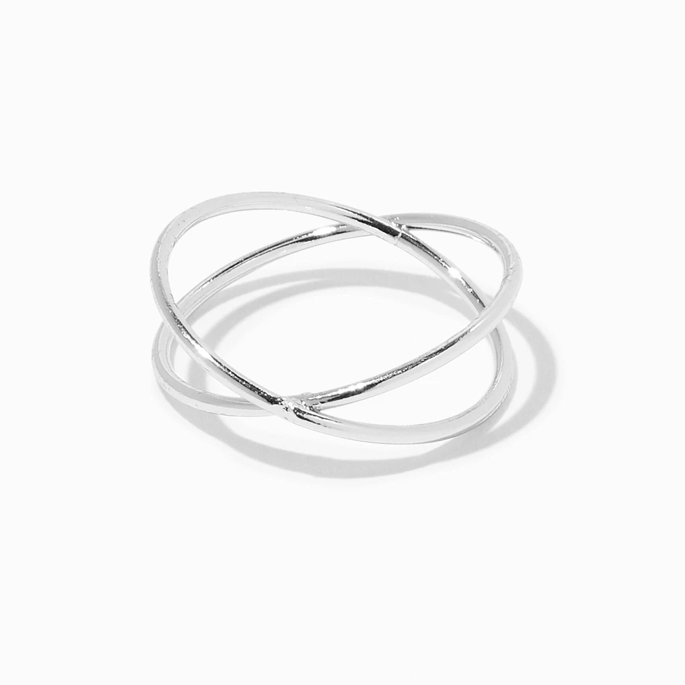 Silver-tone Criss Cross Ring