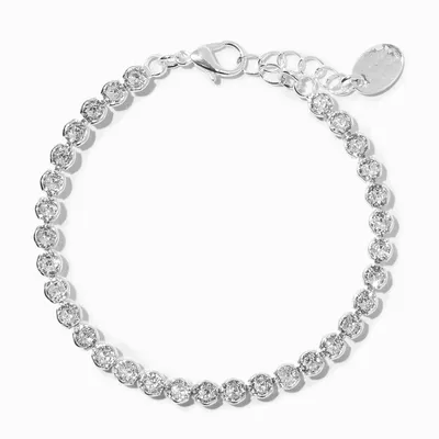 Silver-tone Crystal Bezeled Tennis Bracelet