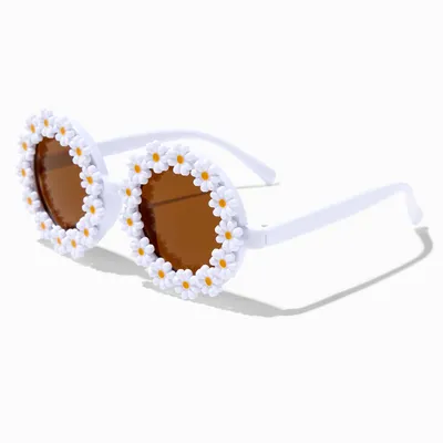 Claire's Club White Daisy Round Sunglasses