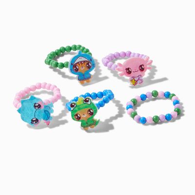 Claire's Club Hoodie Critter Beaded Stretch Rings - 5 Pack