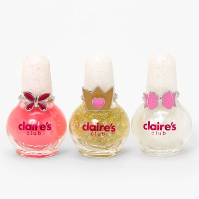 Claire's Club Princess Glittter Peel-Off Nail Polish Ring Set - 3 Pack