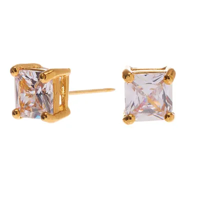 18kt Gold Plated Cubic Zirconia Square Stud Earrings - 5MM