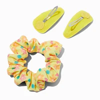 Claire's Club Yellow Flower Scrunchie & Hair Clip Set - 3 Pack