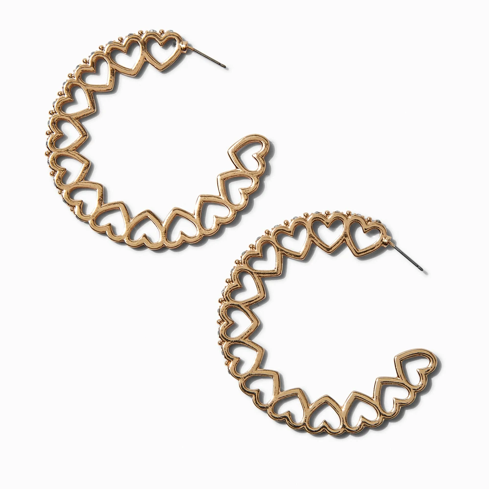 Gold-tone Big Heart Print Hoop Earrings