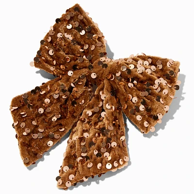 Bronze Sequin Hair Bow Clip