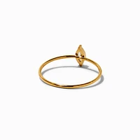 Gold-tone Stainless Steel Cubic Zirconia Marquise Ring Set - 2 Pack