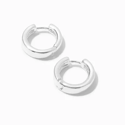 Silver 15MM Flat Huggie Hoop Earrings