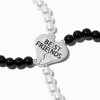 Best Friends Black Pearl Split Heart Beaded Bracelet Set - 2 Pack