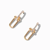 Gold-tone Crystal Chain Link Drop Earrings