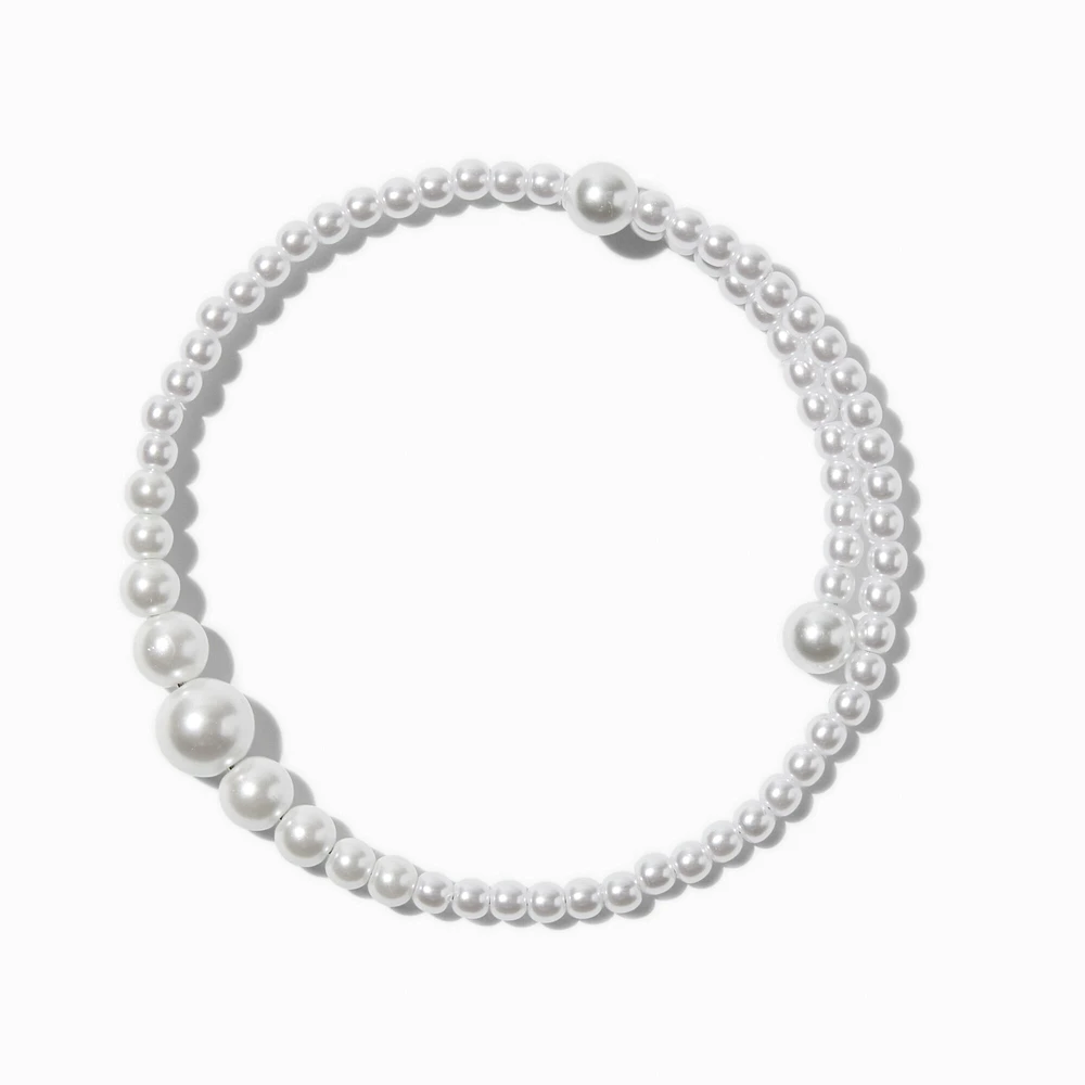 White Pearl Coil Wrap Bracelet