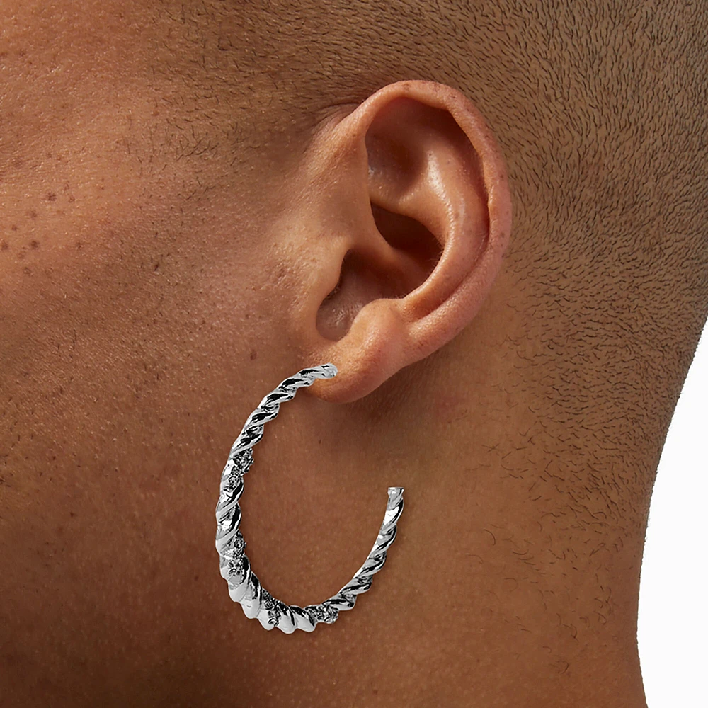 Silver-tone Bubble Hoop Earrings