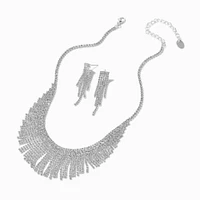 Silver-tone Crystal Mini Fringe Jewelry Set - 2 Pack