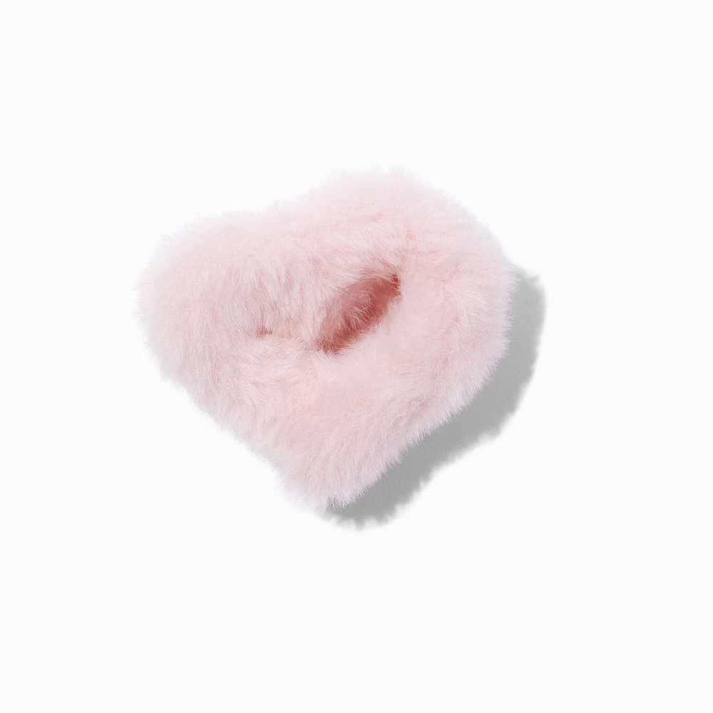 Blush Pink Furry Medium Heart Hair Claw