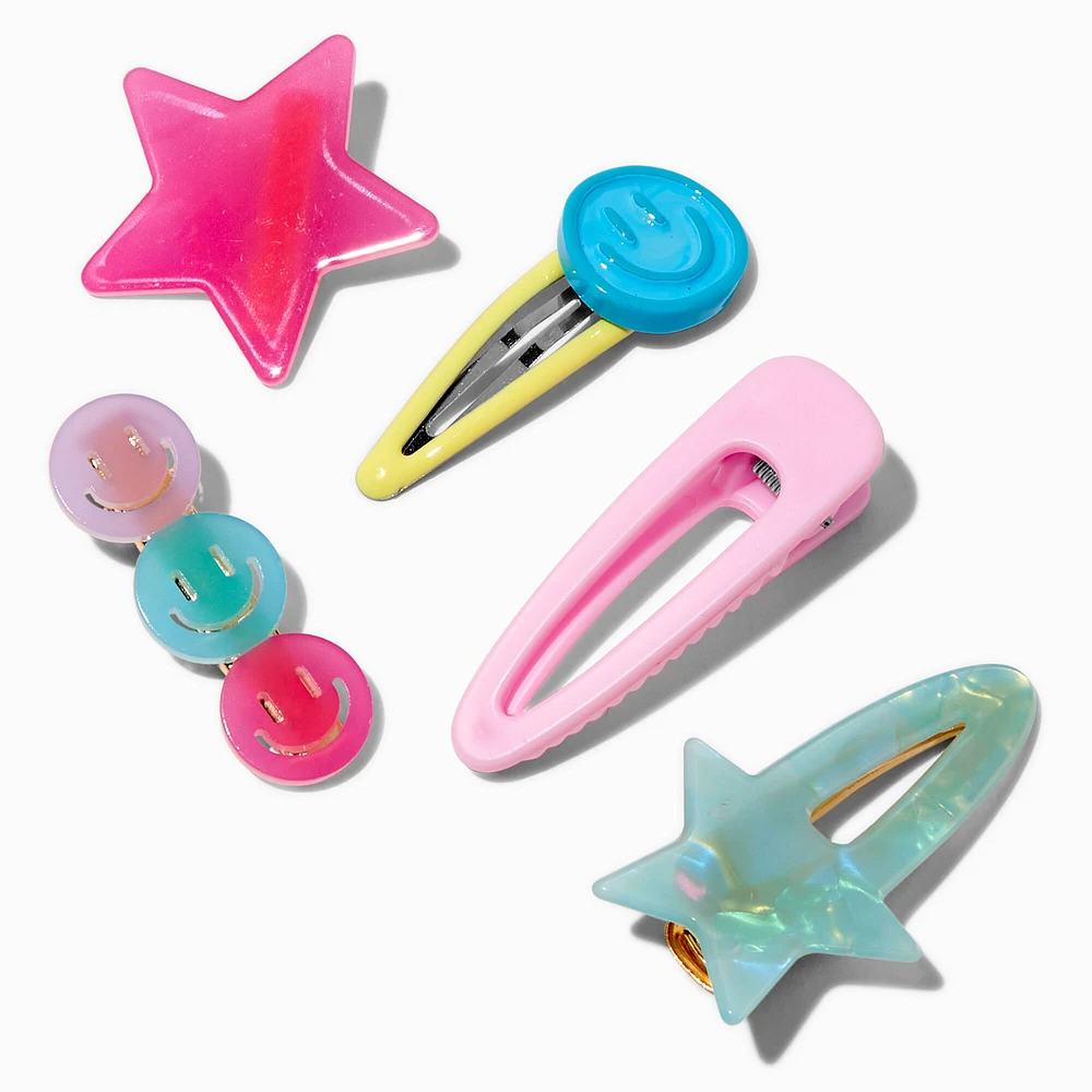 Pastel Icons Snap Hair Clips - 5 Pack