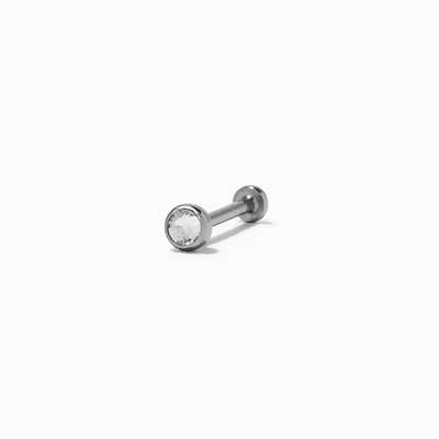 20G Silver-tone Stainless Steel Crystal Threadless Nose Stud