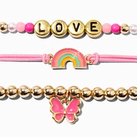 Claire's Club "Love" Pearl Adjustable & Beaded Bracelet Set - 3 Pack