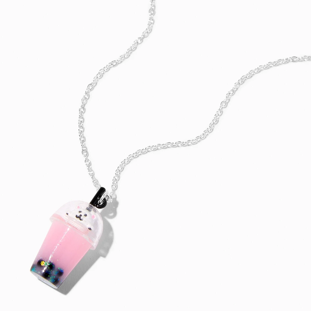 Pink Cat Boba Tea Pendant Necklace