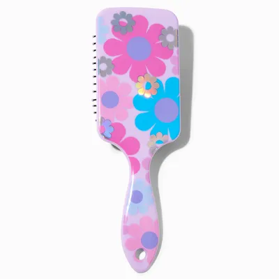 Retro Daisy Purple Paddle Hair Brush