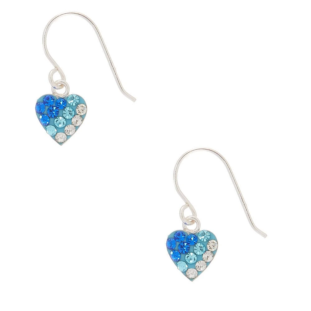 Sterling Silver Blue Ombré Heart Drop Earrings