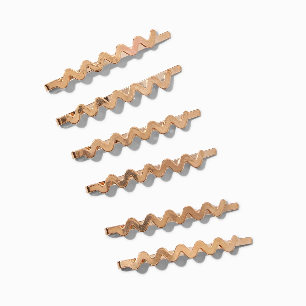 Gold-tone Wavy Hair Pins - 6 Pack