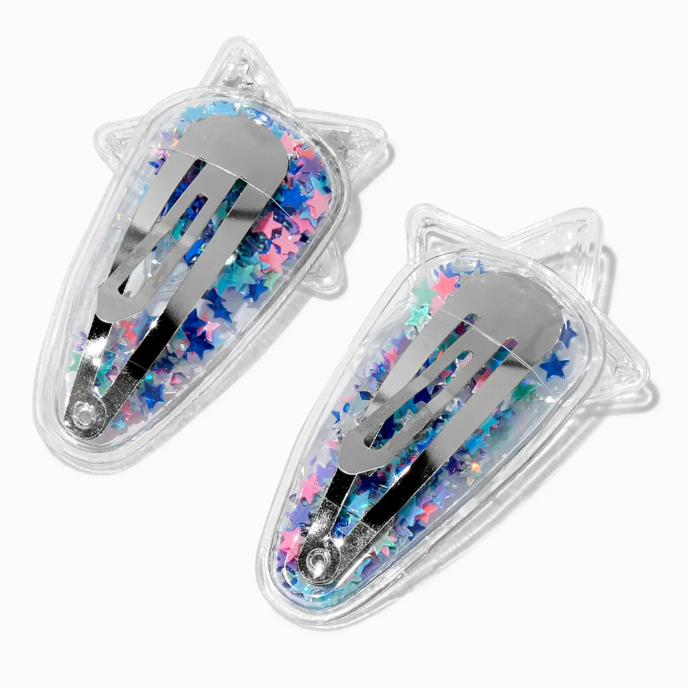 Claire's Club Jewel Tone Star Shaker Snap Hair Clips - 2 Pack