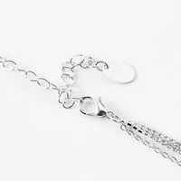 Silver-tone Rhinestone & Pearl Charm Multi-Strand Necklace