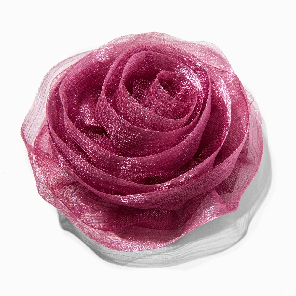 Large Organza Rosette Flower Hair Clip