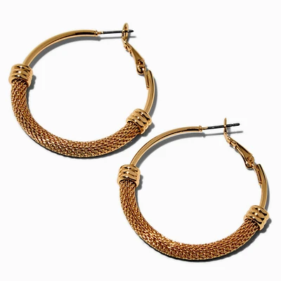 Gold-tone Half Mesh 40MM Hoop Earrings