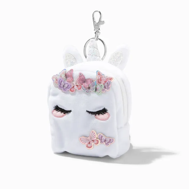 Glitter Bunny Face Mini Backpack Keychain - Pink