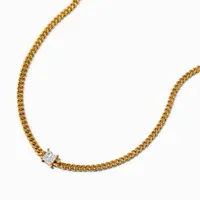 C LUXE by Claire's 18k Yellow Gold Plated Square Cubic Zirconia Curb Chain Necklace