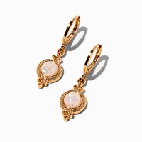 Gold Filigree Opal 10MM Huggie Hoop Earrings