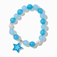 Blue Star Charm Beaded Stretch Bracelet